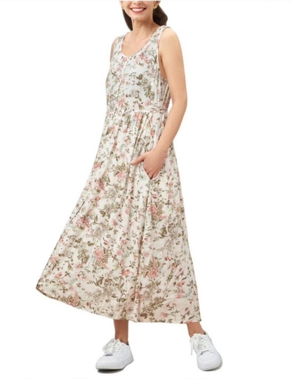 Frye Folk Garden Easy Button Front Sleeveless Midi Dress Women's Size Small